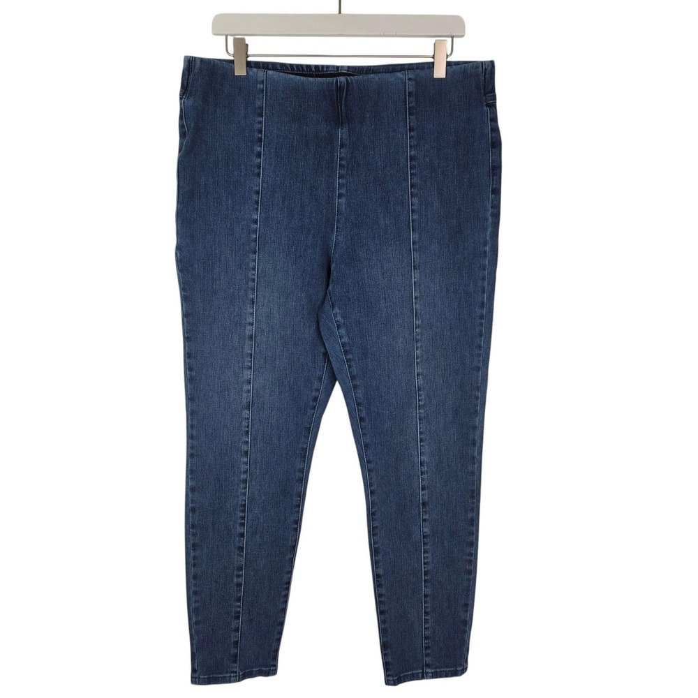 Soft Surroundings Jeans Womens Large Blue Pull On High Rise Stretch Jeggings